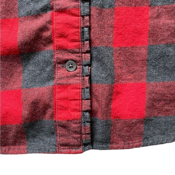 BANANA REPUBLIC Buffalo Plaid Long Sleeve Button Down Shirt Red Gray medium - Picture 4 of 5